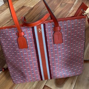 Tory Burch - T Monogram Coated Canvas Small Tote